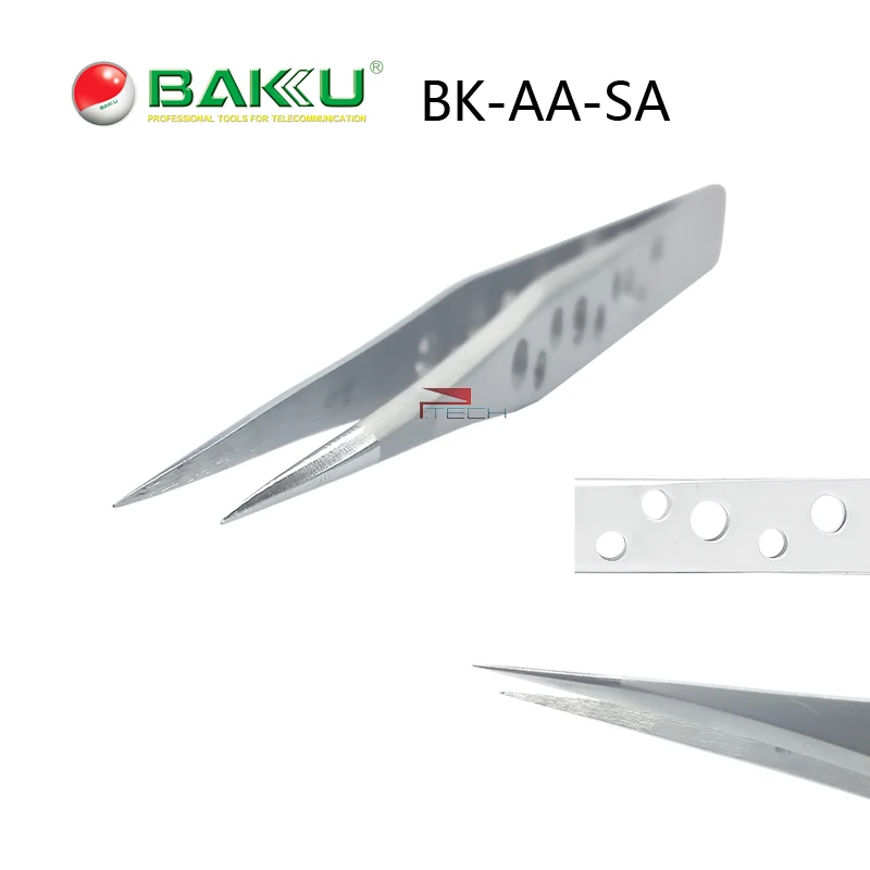

BAKU BK AA-Sa Fine Tip Pointed Stainless Steel Nonslip Anti-Acid and Static Tweezers for Repair