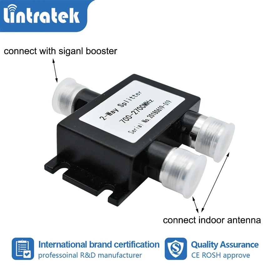 Lintratek Upgrade 700~2700mhz 2- way Splitter for 800 850 900 1700 1800 1900 2100 2600mhz Cellphone Signal Booster Repeater s4