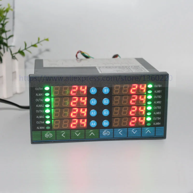 24V 8 channels digital thermostat Multifuncion 8 ways PT100 temperature controller measure multi points can work with 8 sensors