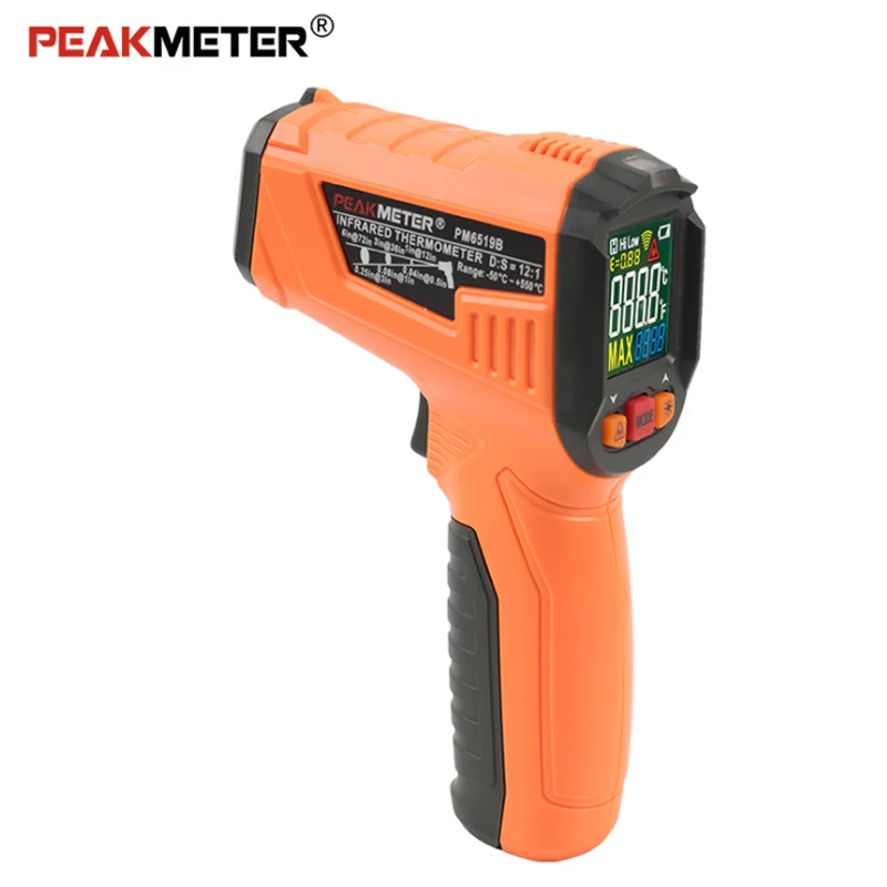 

PEAKMETER PM6519B/PM6519C LCD Handheld Laser Digital IR Infrared Thermometer Temperature -50~500 Degree Non-Contact AMBIENT TEST