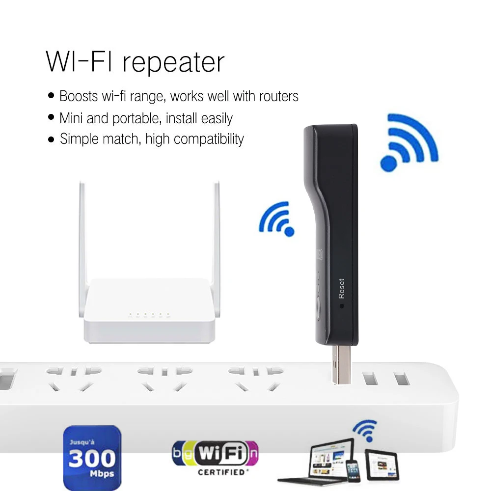 300Mbps Portable Wireless Repeater WiFi Repeater Increases Range Extender For Smart TV Network Adapter RJ45 Lan Port Repeater AP