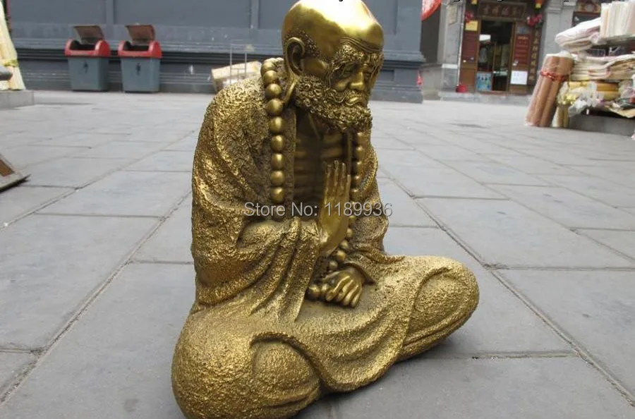 Tibet Buddhism Classical Pure Brass Dharma Bodhidharma ancestors Statue