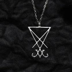 Seal of Lucifer Satanic Sigil of Baphomet Metal Pendant Necklace Gothic Dark Pagan Satan Men Fashion Gift Accessories