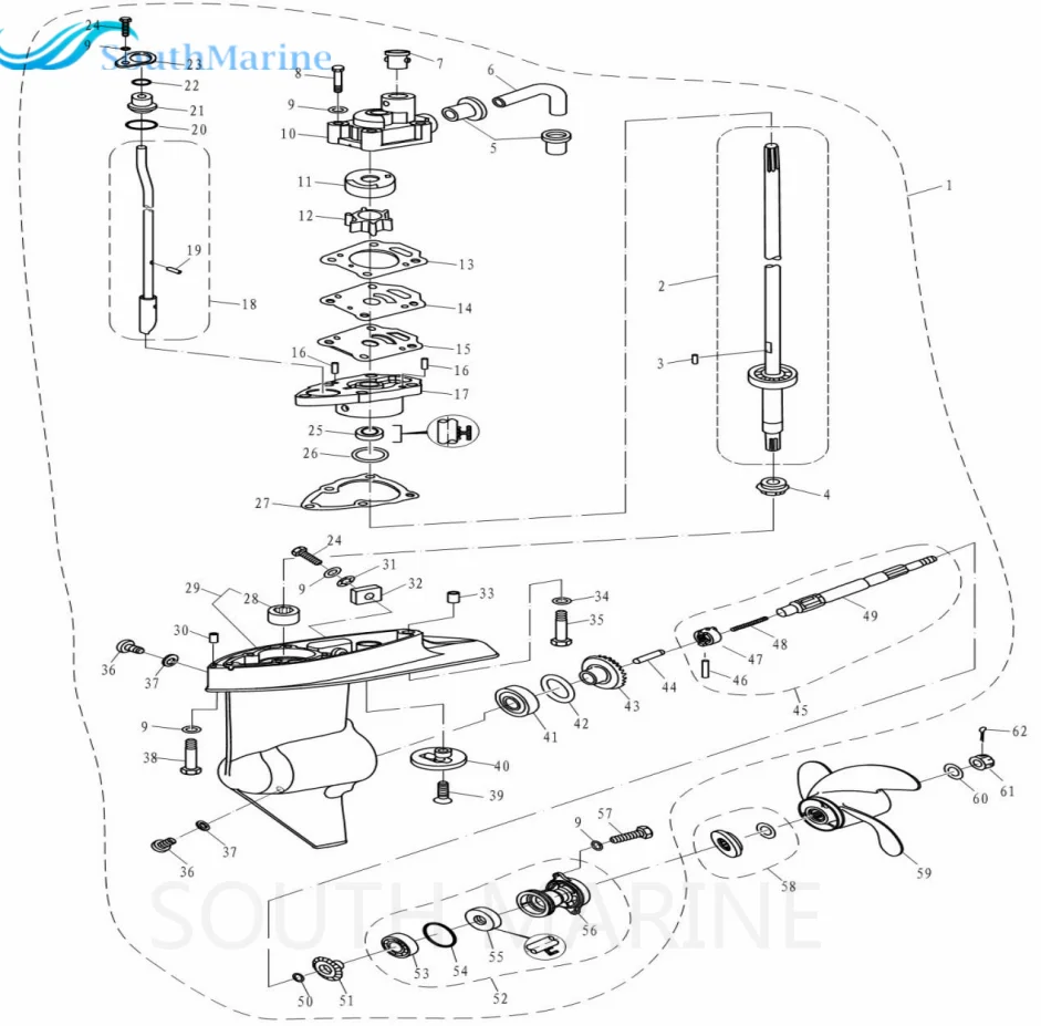 T5-03000401 Albero di Trasmissione per Parsun HDX Motore Fuoribordo 2 Tempi T4 T5 T5.8 Barca A Motore