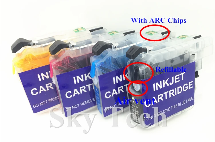 Full Ink Refillable Cartridge suit for Brother LC563 , LC-563 Suit for Brother  J2310 J2510 J3520 J3720  ,With ARC chips