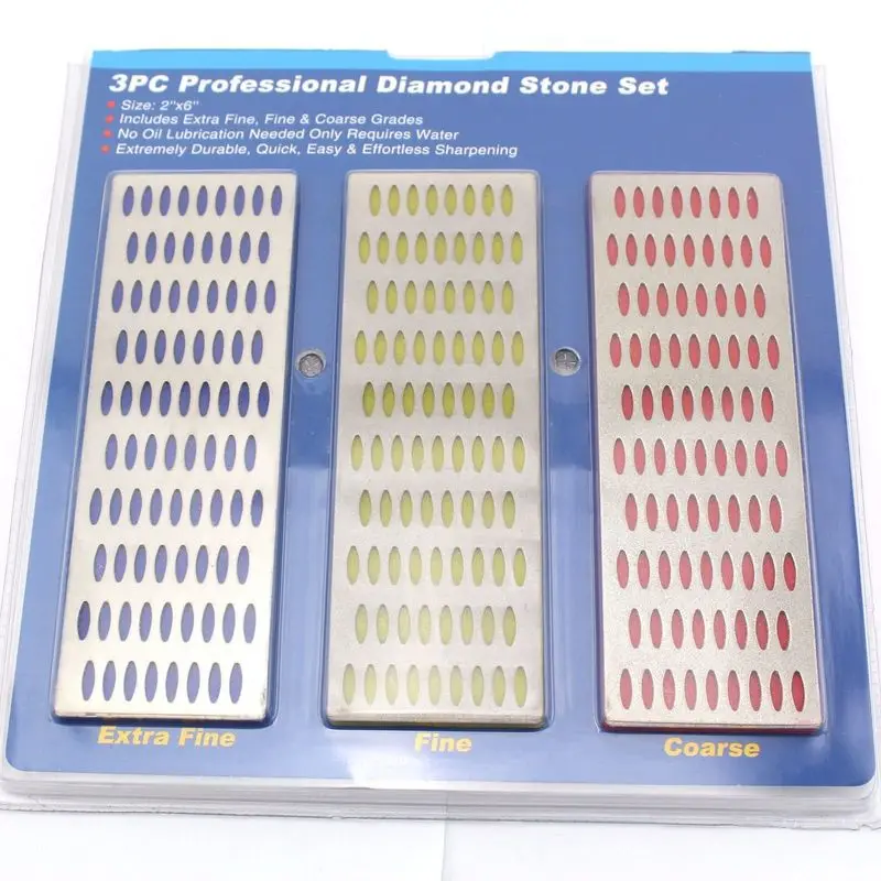 3 pezzi 2 "x 6" 240 600 1000 grana Kit affilatrici per pietre diamantate piatte sottili grana ILOVETOOL