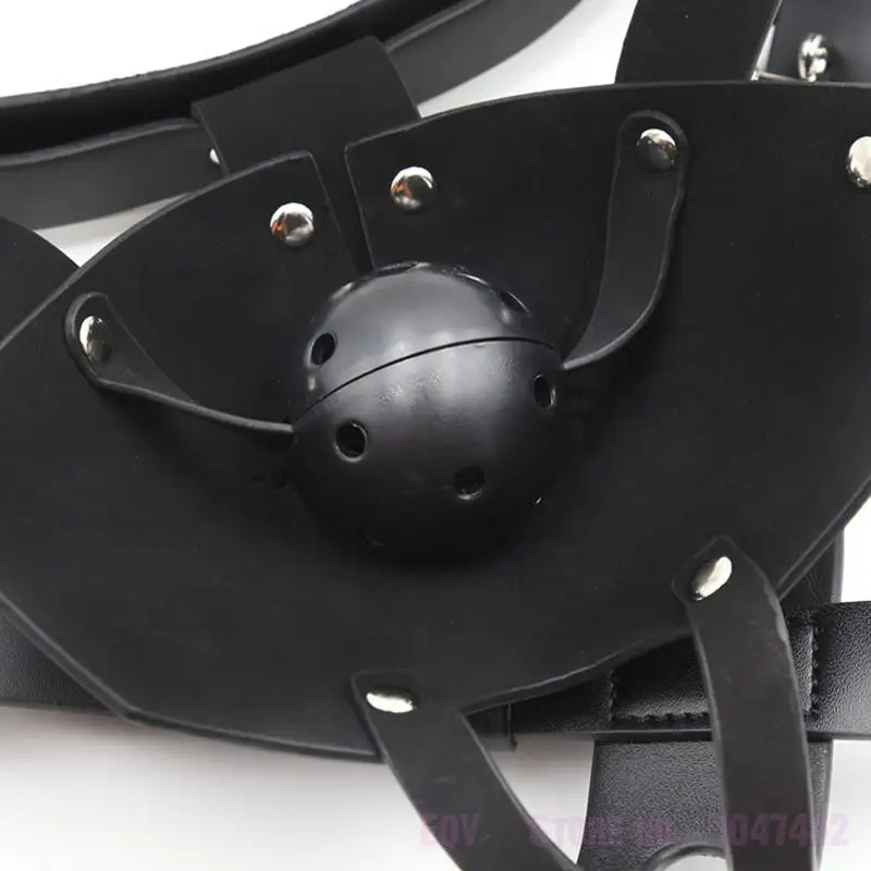 PU Leather Harness BDSM Bondage Harness Gag Gay Mouth Mask With Ball Mouth Gag Fetish Salve Restraint Sex toys For Couples