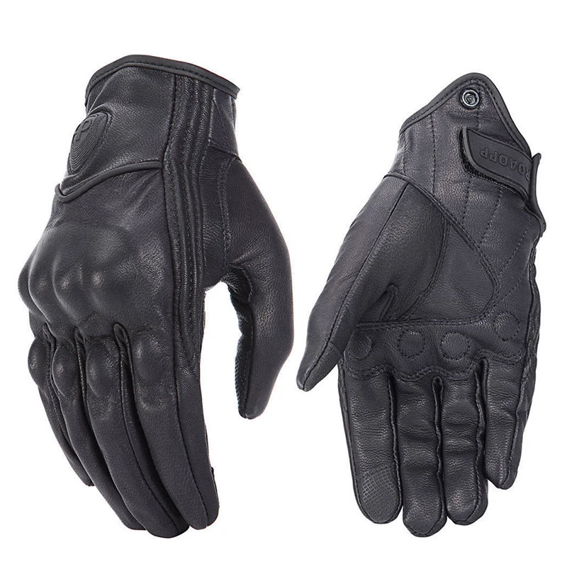 ROAOPP-Retro Pursuit Luvas de Couro Real para Homens e Mulheres, Touch Screen, Motocross, Impermeável, Bicicleta Elétrica, Moto Glove