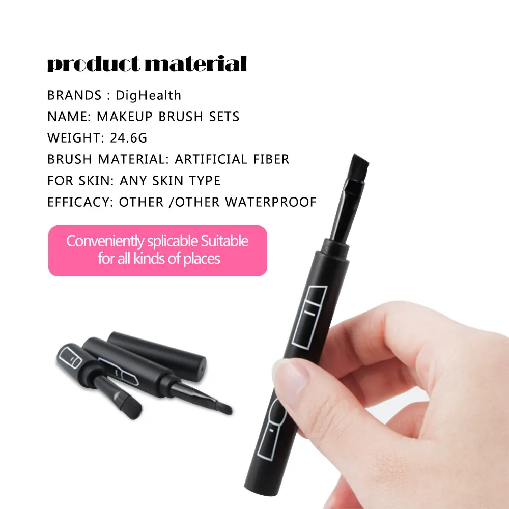 Dighealth 4 in 1 Professional Makeup Brush Set Portable Blending Eye shadow Eyebrow Lip Pencil Brush Cosmetic Brush Make Up Tool