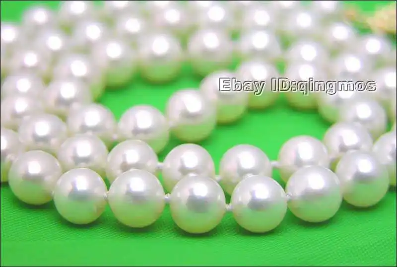 Qingmos AA 7-8mm Round NATURAL Freshwater White Pearl Necklace for Women Chokers 17