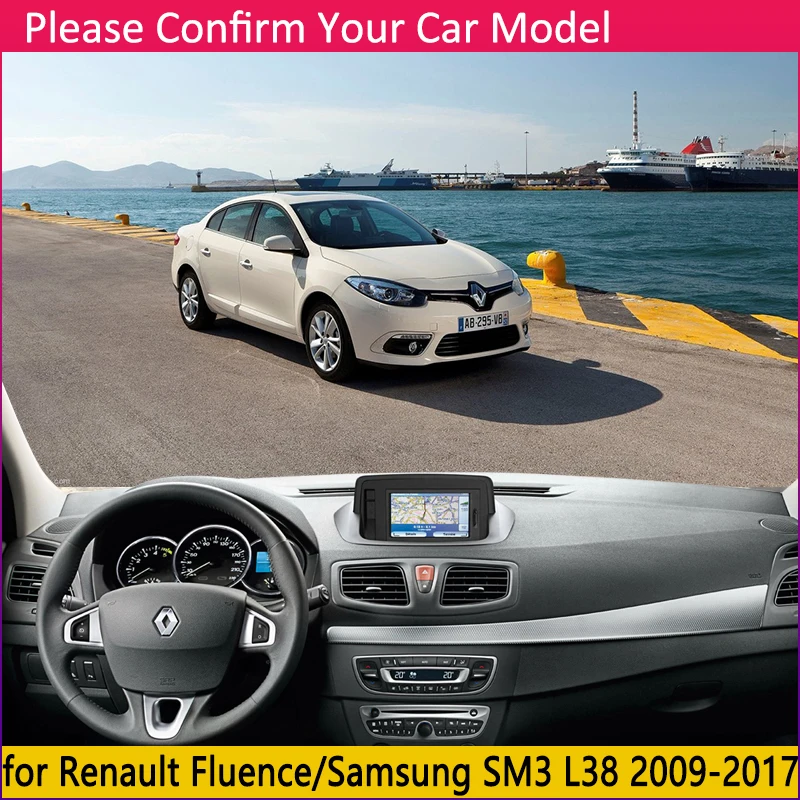for Renault Fluence 2009~2017 Samsung SM3 Anti-Slip Mat Dashboard Cover Pad Sunshade Dashmat Car Accessories 2012 2014 2015 2016