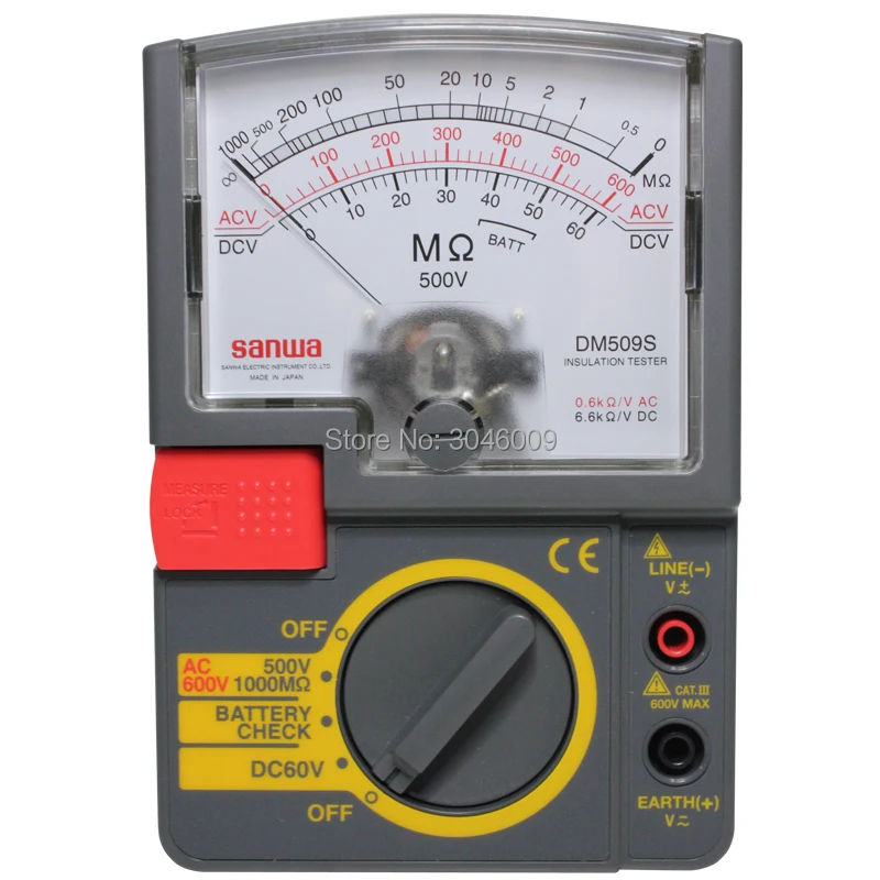 Japan Sanwa DM1009S DM509S PDM509S PDM1529S PDM5219S Analog Insulation Tester; Output Voltage 1000V/500V