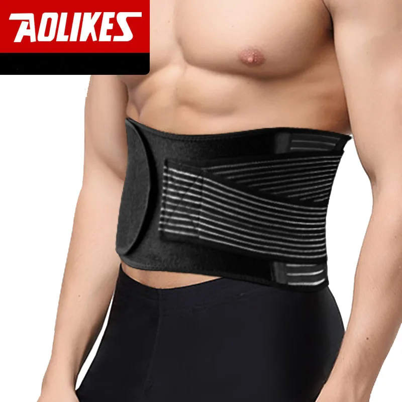 AOLIKES lumbar support waist strain Back pain supporting with elastic Pressurization belts for fitness Weightlifting L XL XXL