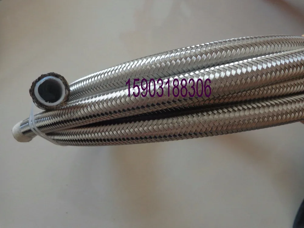 8AN SS Braided PTFE Lined Hose Fuel System AN8 Stainless Steel PTFE Braided Fuel Hose 20ft