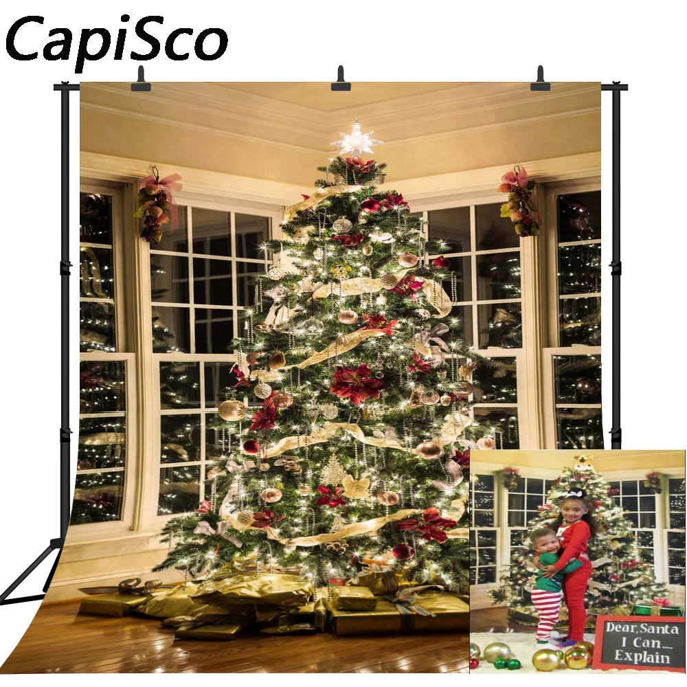Capisco Xmas Photography Background Christmas Trees photo background Video Studio Props Wooden Floor Baby Backdrops