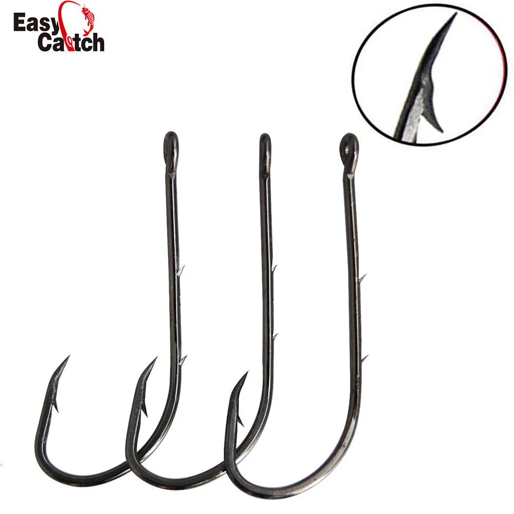 Easy Catch 30pcs 92247 High Carbon Steel Fishing Hooks Sliced Shank Baitholder Barbed Bait Fishing Hook Size