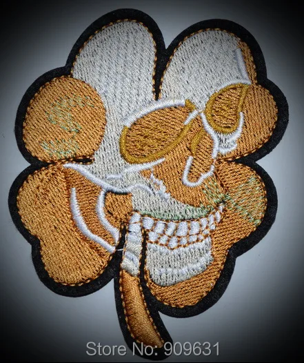 New ! PIRATE SKULL CLOVER MILITARY USA ARMY MORALE TACTICAL ARID DESERT TATTOO MOTORCYCLE BIKER IRON ON PATCH