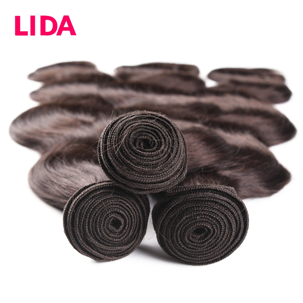 LIDA-extensiones de cabello humano chino ondulado para mujer, cabello humano no Remy, 3 mechones, oferta de cabello Natural