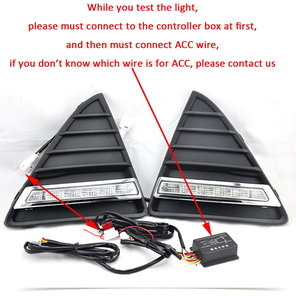 ECAHAYAKU For Ford Focus 3 2012 2013 2014 DRL Day Running Lights 12V LED Daylight Fog lamp waterproof with dimming style Relay