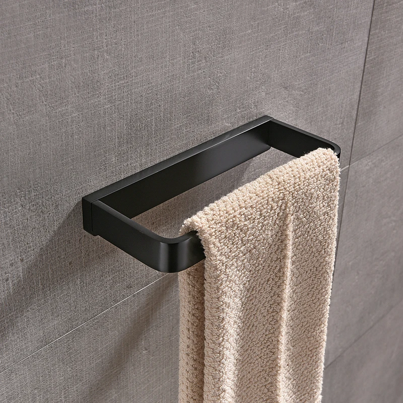 

MTTUZK Solid Brass Brushed Gold Square Towel Ring Black Bathroom Towel Holder Wall Mounted Towel Rack Bathroom Accessories