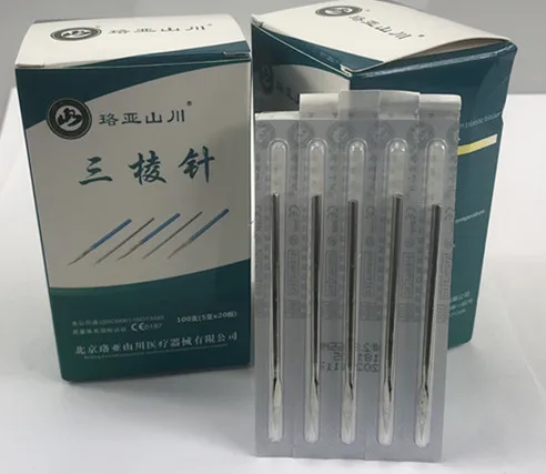 100 Stück Shanchuan 1,6*65mm/2,6*65mm dreischneidige Nadeln für Akupunkturtherapie, Einzelpackung.