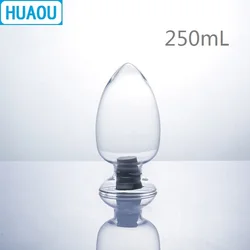 HUAOU 250mL Glass Cone Bottle Seed Specimen Display Conical Heart Form with Rubber Stopper Laboratory Chemistry Equipment