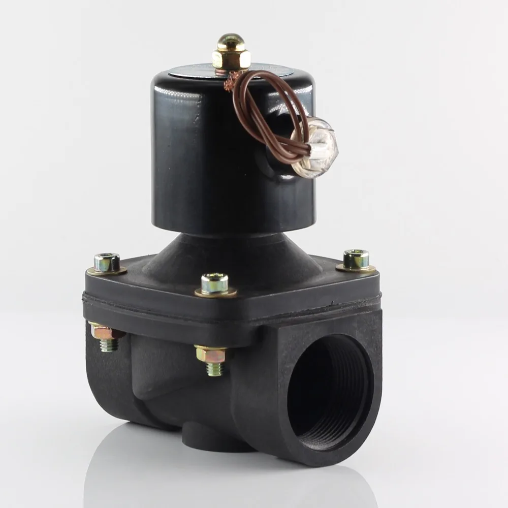 DN25 DN32 AC220 DC12V DC24V normally closed plastic solenoid valve, the coil can work continuously for 24 hours without burning.