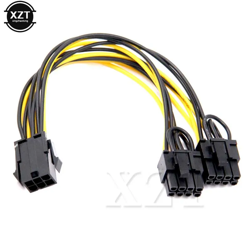 PZ 1PC Molex 6-pin PCI Express to 2 x PCIe 8 (6+2) pin Motherboard Graphics Video Card PCI-e GPU Power Cable 6 inch VGA Splitter