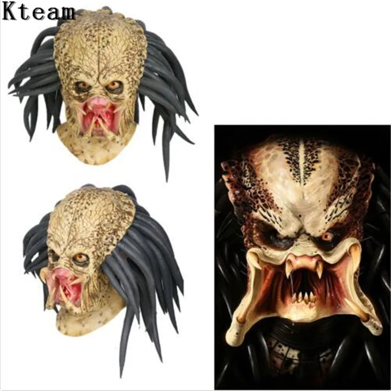 Top Grade Latex Movie Predator Cosplay Mask Costume Helmet Props Antenna Halloween Party Horror Xcoser Face Head Mask toys