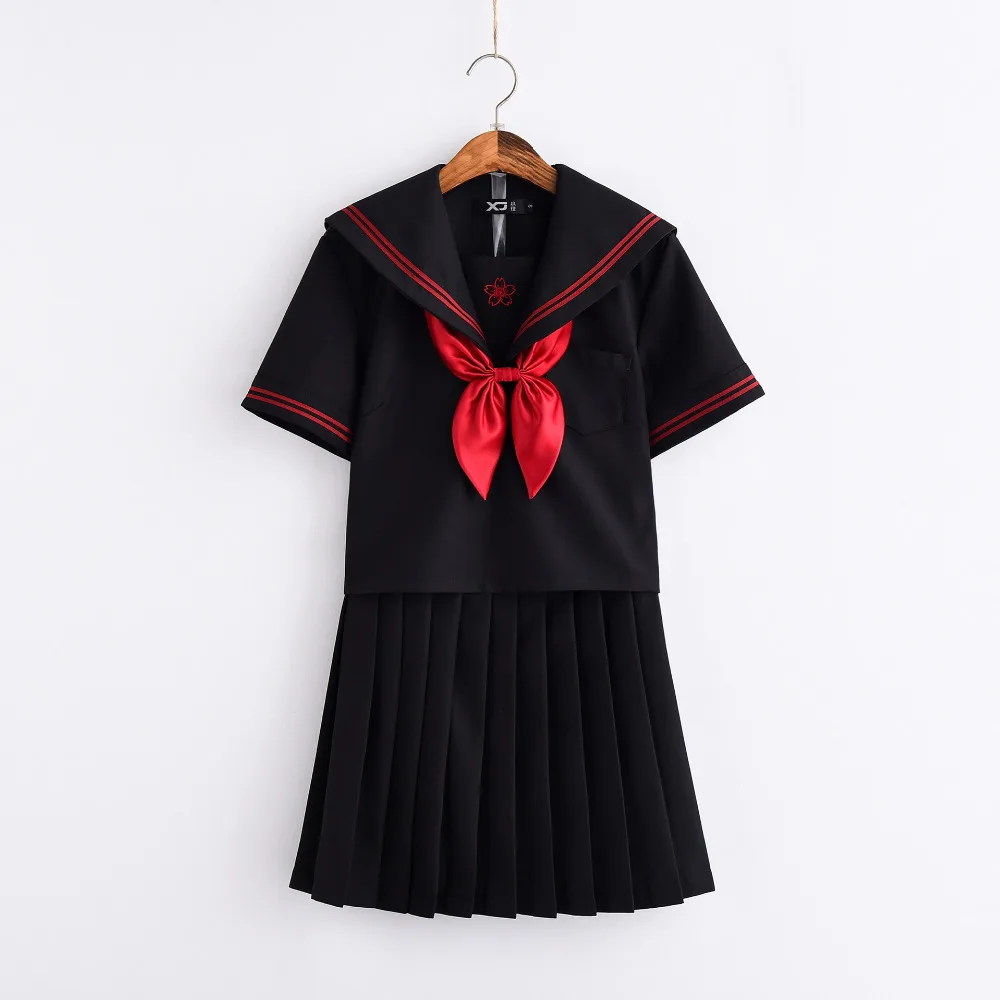 Japonês e coreano preto vermelho bonito jk uniforme jasmim meninas marinheiro terno japonês uniforme escolar estilo universitário trajes cosplay