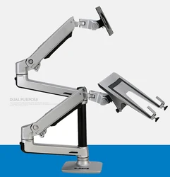 Desktop Full Motion 17-32inch Monitor Holder Mount +10-17inch Laptop Support Mechanical Spring Dual Arm Max.Loading 10kgs Each