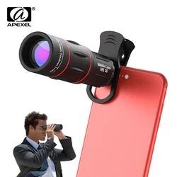 APEXEL-lente Monocular Universal para teléfono móvil, teleobjetivo con trípode, Zoom óptico HD, 18x25, teleobjetivo 18X