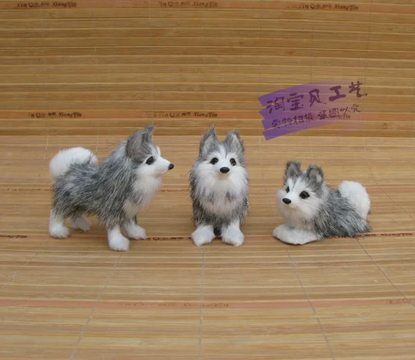 3 pieces a set simulaiton husky dog model polyethylene&fur mini husky dog dolls gift 0796