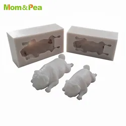 Mom & pea MPA0739-40犬の形をしたシリコン型ケーキ装飾フォンダンケーキ3d型食品グレードのムース型