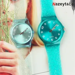 Dropshipping 2019 new fashion couple watch woman man student Glitter dial silicone waterproof watch boys girls jelly gift clock