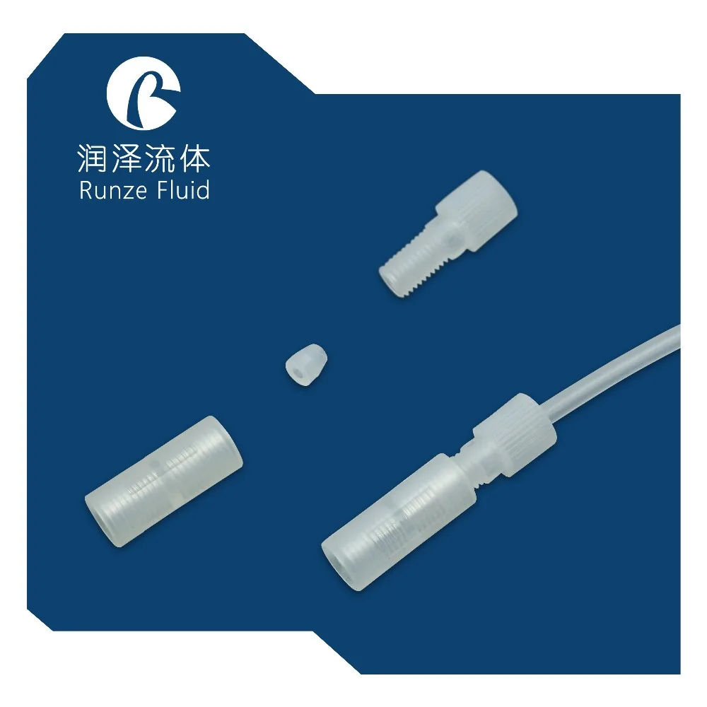 ¼-28 Flat Bottom Flangeless Fittings PTFE with Ferrules 1.6/2.0/2.5/3.0/3.2mm