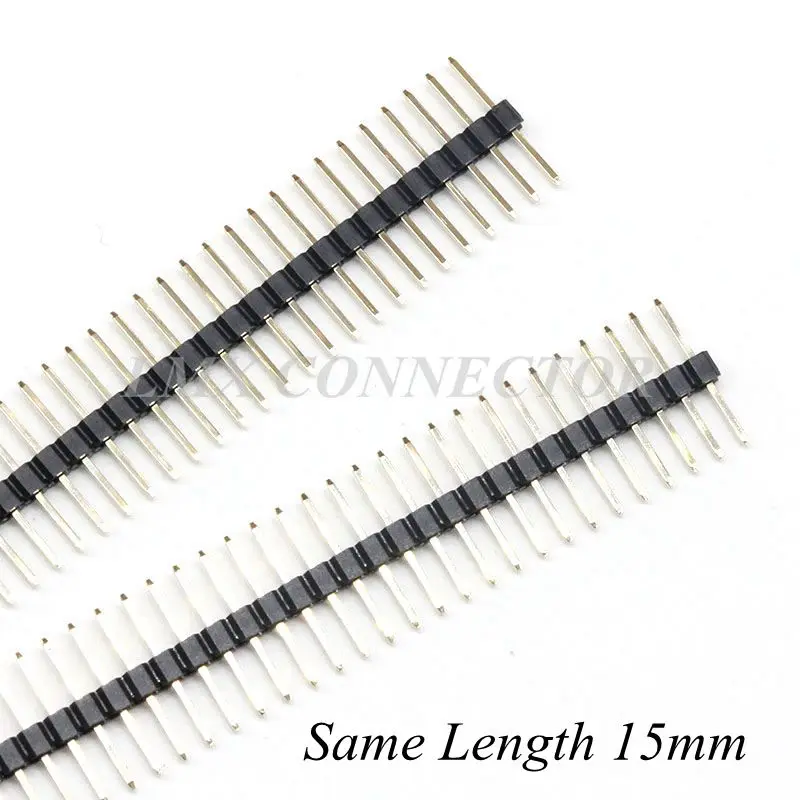 

20PCS 2.54mm Pin Header Connector 1x40P 15mm Single Row Male Breakable Same Length Golden Pin Rosh