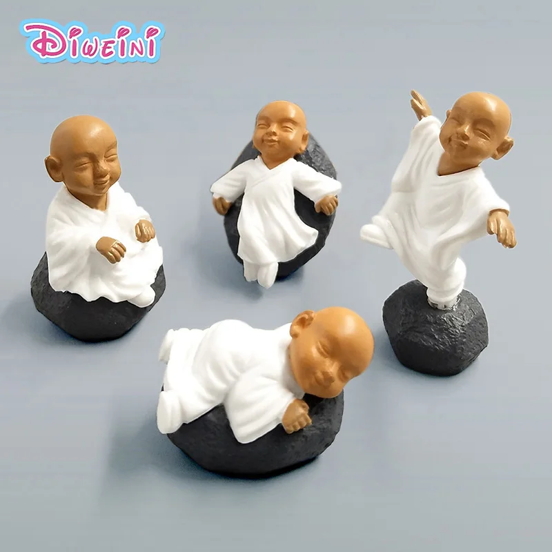 White Brown Sit Stand Lying Monks model Figurine fairy Statue home mini garden decoration accessories decor doll  resin craft