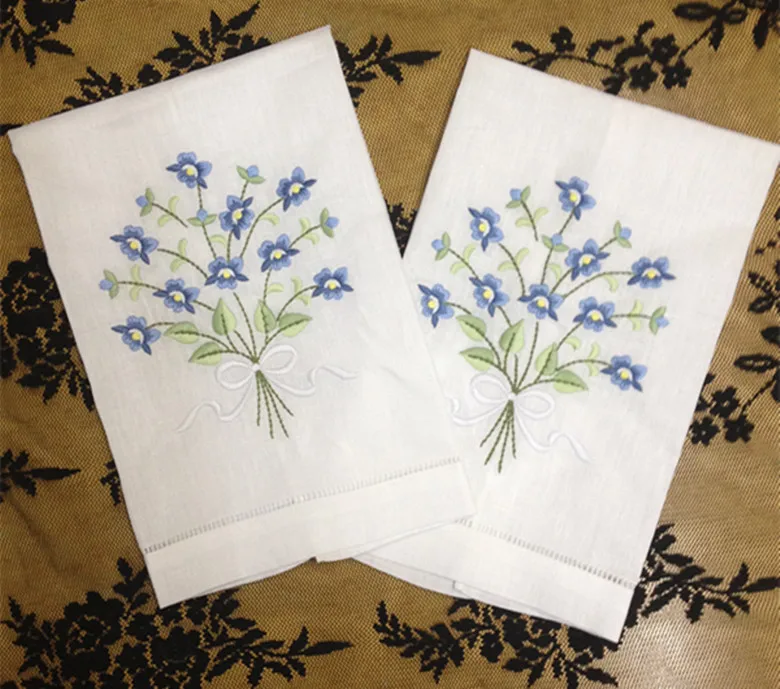 

Novelty Unisex Handkerchiefs 12PCS/Lot 14x22"White Linen Vintage & Holiday Handkerchief Embroidered Floral Hankies For Occasions