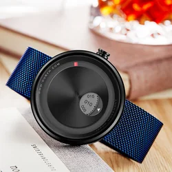 Regalo di SINOBI Golden Geek Orologi Mens di Modo Creativo Orologi Da Polso Ruotare Piastra Quadrante con il Milan Cinghia Relogio Uomo del Giappone movt