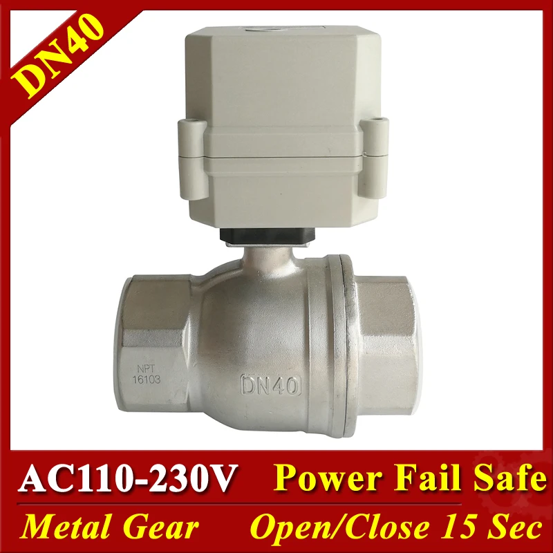 

Tsai Fan AC110V-230V Stainless Steel 1-1/2" Normally Closed Electric Valve 2 Way DN40 Normally Open Valve 2/5 Wires