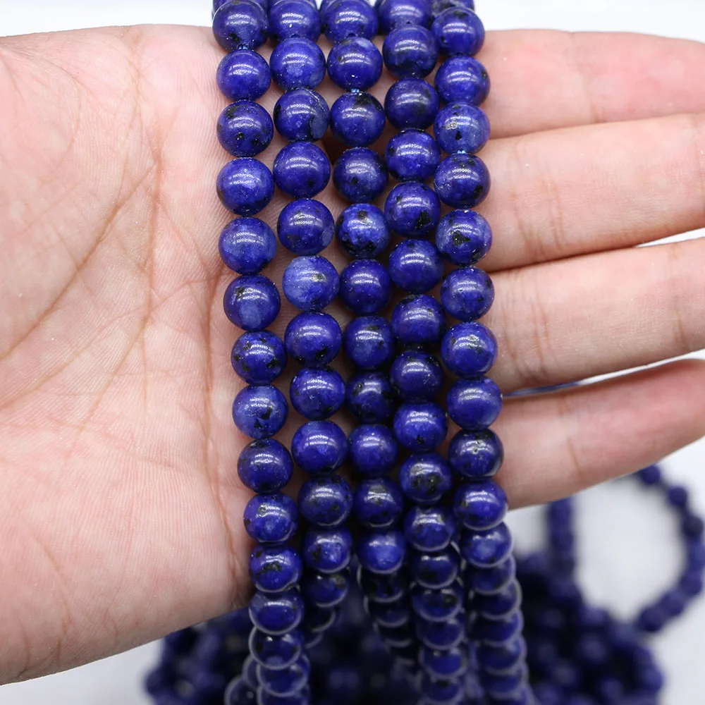 1strand/lot 4/6/8/10/12 mm Natural Stone Lapis Lazuli Beads Loose Spacer Bead For Jewelry Making Findings DIY Bracelet Necklace image 3