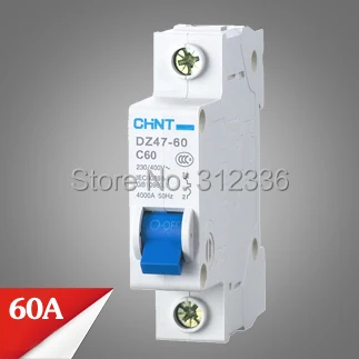 Free Shipping  DZ47-60 C60 1P 60A small air switch unipolar  circuit breaker Electric shock protection domestic C type