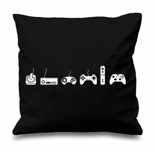 Black Funny Gaming Cushion Cover Geek Evolution Of A Video Game Controller Quiry Computer Gamer Nerd Dad Birthday Gifts Cool 18