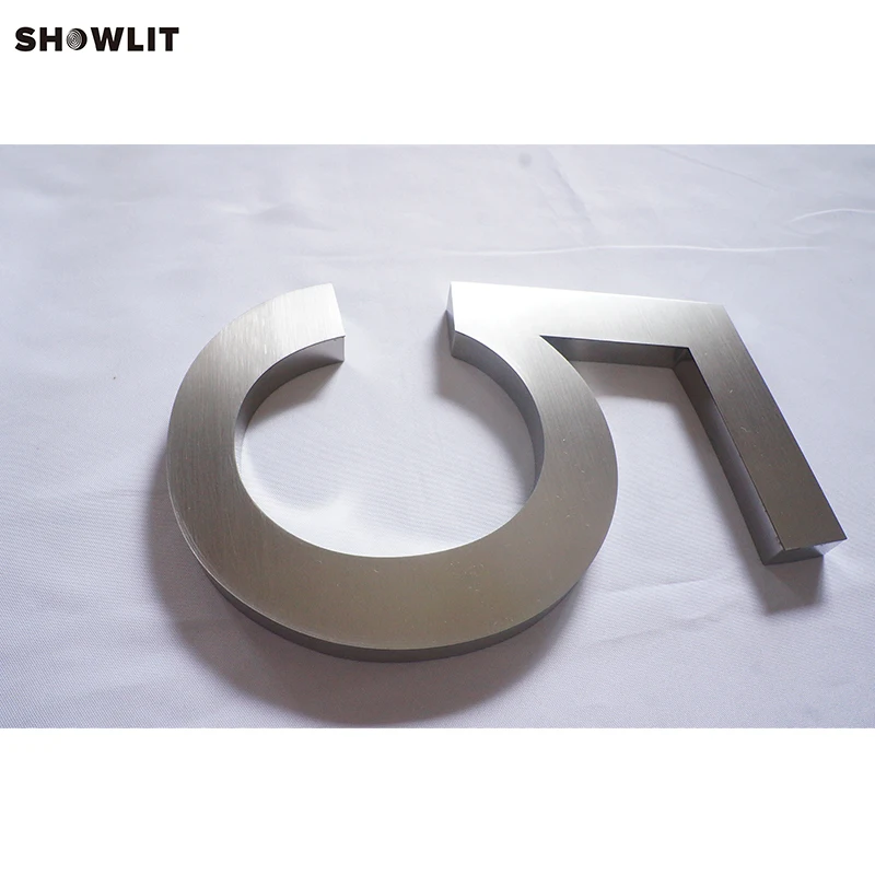 Stainless Steel Brushed Stainless Steel 3D Digital House Numbers