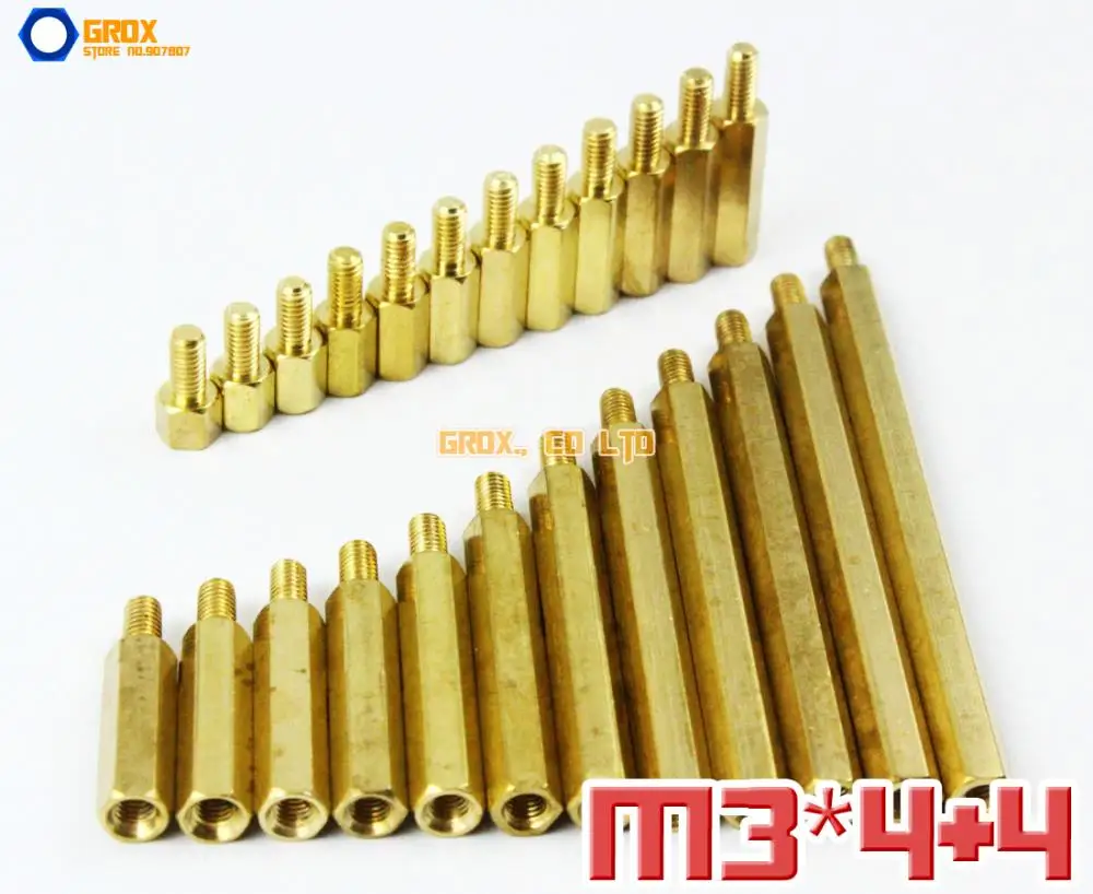 

200 Pieces Brass M3 x 4 + 4mm PCB Female to Male Motherboard Standoff Hex Spacer