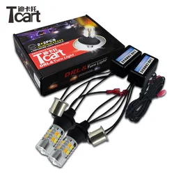 Tcart Car Accessories Led DRL Daytime Running Light Auto Turn Signals Lamp 1156 BAU15S PY21W For Mitsubishi Outlander 2013-2015