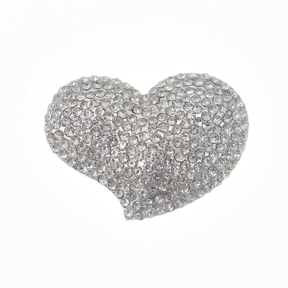 100pcs/lot  Clear Flatback Rhinestone Crystal Cute Chunky Heart shaped Brooch and Pins for Wedding