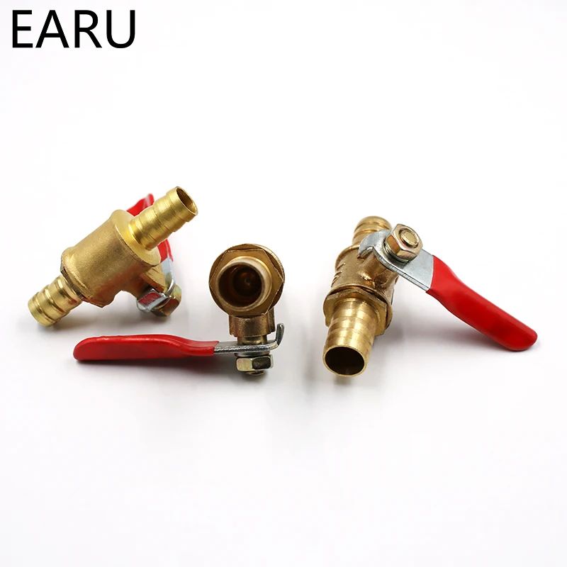 6mm-12mm Hose Barb Inline Brass Water Oil Air Gas Fuel Line Shutoff Ball Valve Pipe Fittings Pneumatic Connector Controller