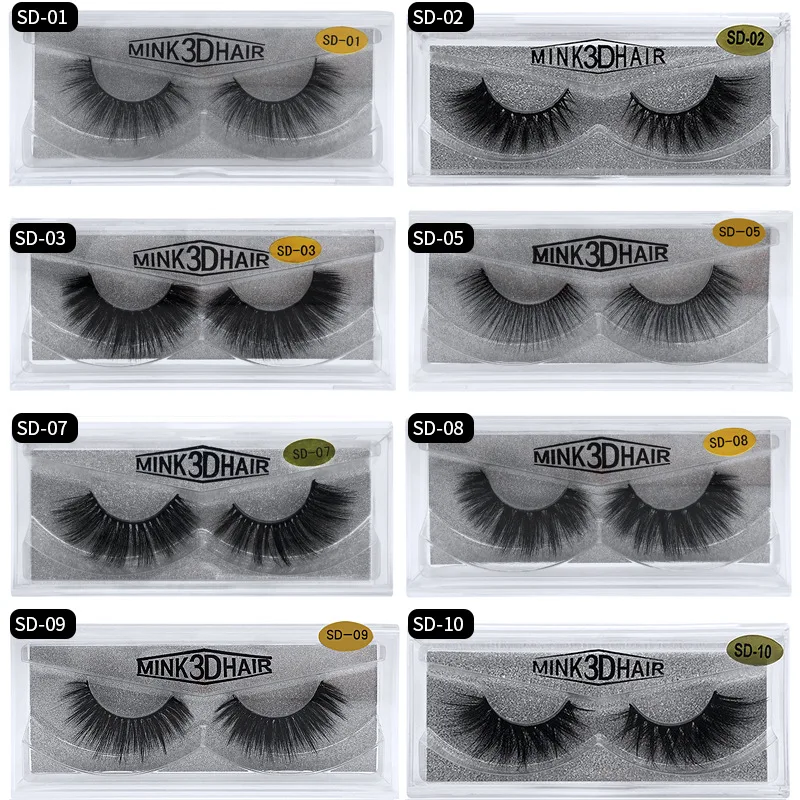 3D Mink Lashes Luxury Hand Made Mink Eyelashes Medium Volume Cruelty Free Mink False Eyelashes Upper Lashes 1 Pair 11 styles